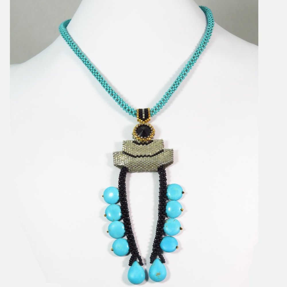 Southwestern Art Deco squash blossom necklace